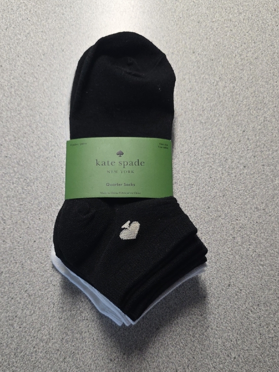kate spade Accessories - kate spade Black Athletic Quarter Socks with White Heart Detail